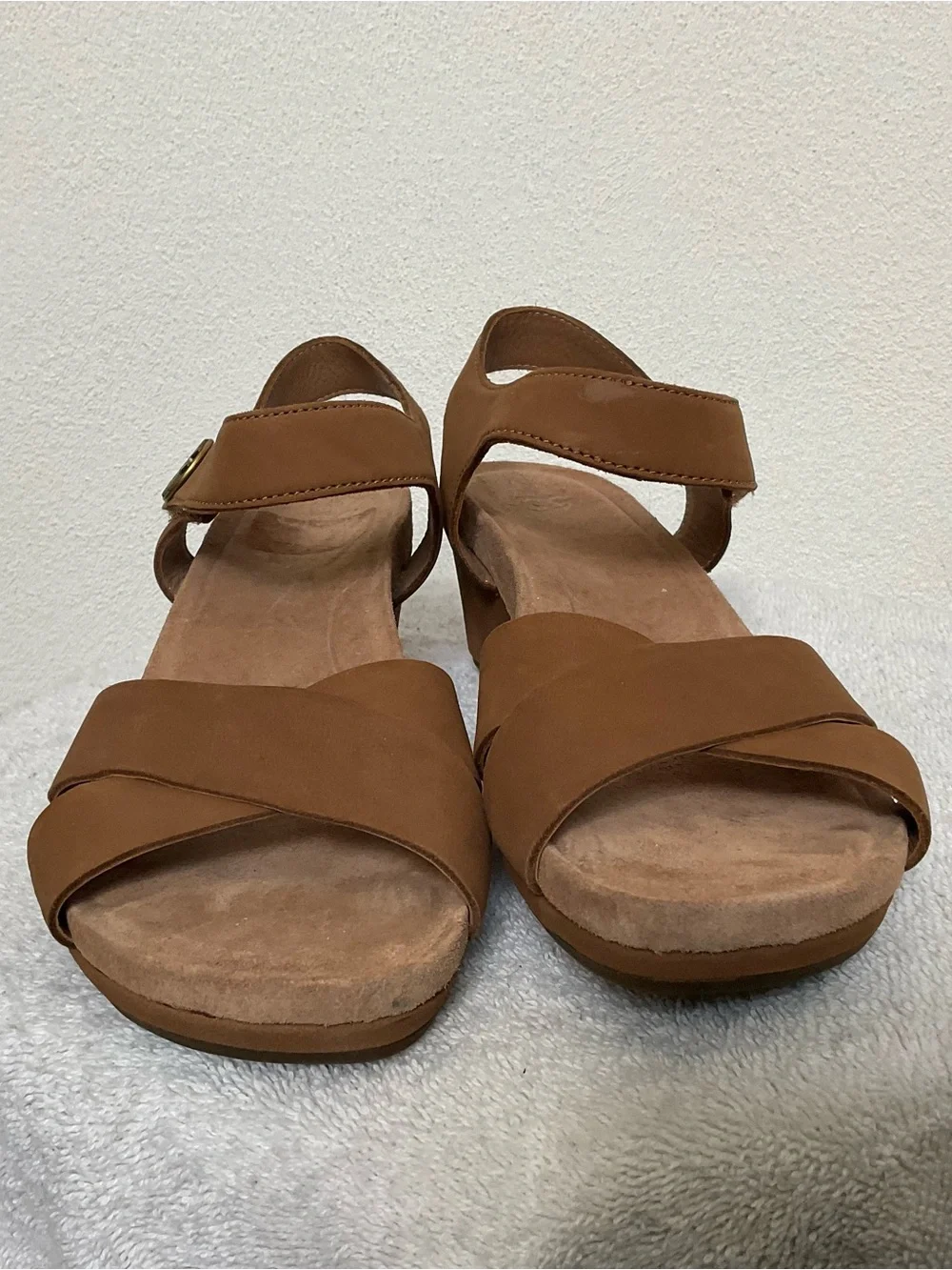 Ugg Veva Brown Leather Open Toe Ankle Strap Wedge Sandals Size 7 Summer